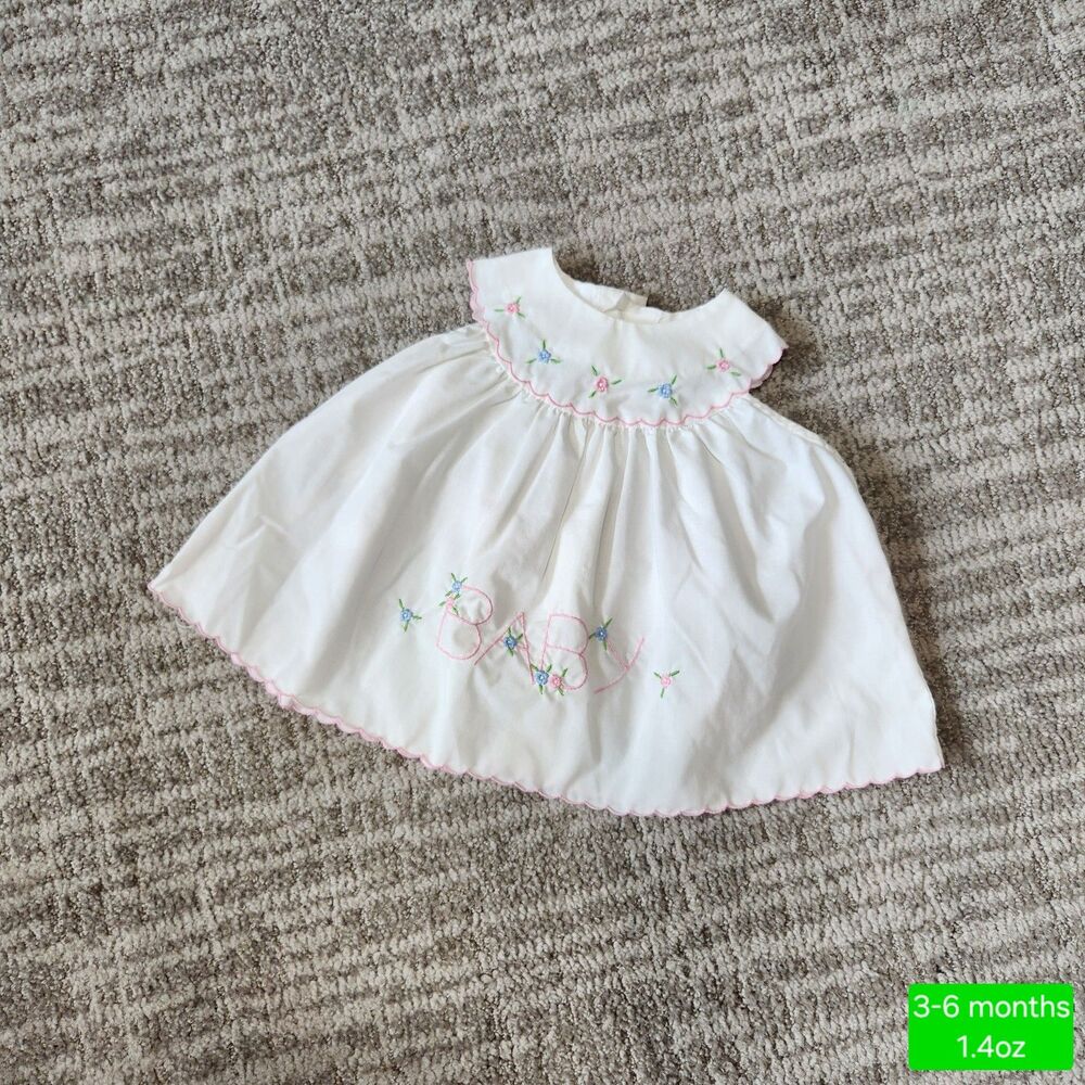 Baby Togs girl's vintage embroidered dress white size 3-6 months